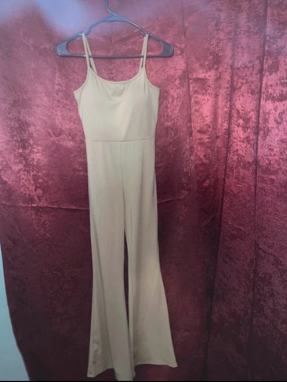 No Boundaries One-Shoulder Beige Wide-Leg Jumpsuit